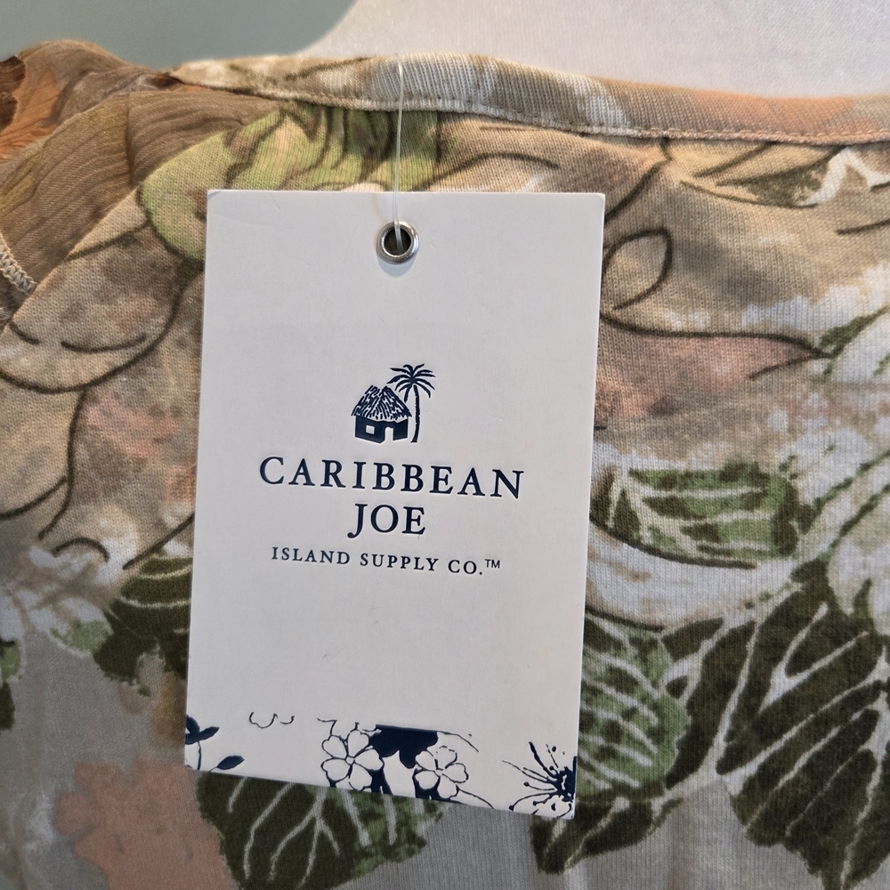 Caribbean Joe Floral Print Cap Sleeve Top Size M - Picture 9 of 12